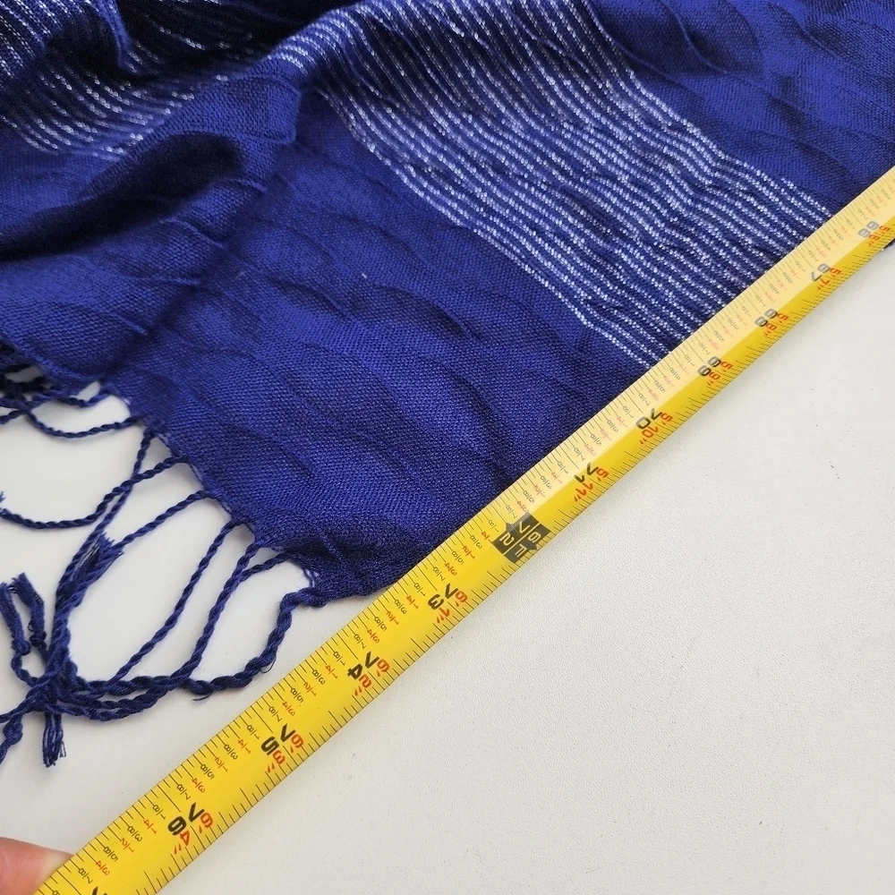 Women's Dark Blue Acrylic Metallic Scarf w/ Fringe 74